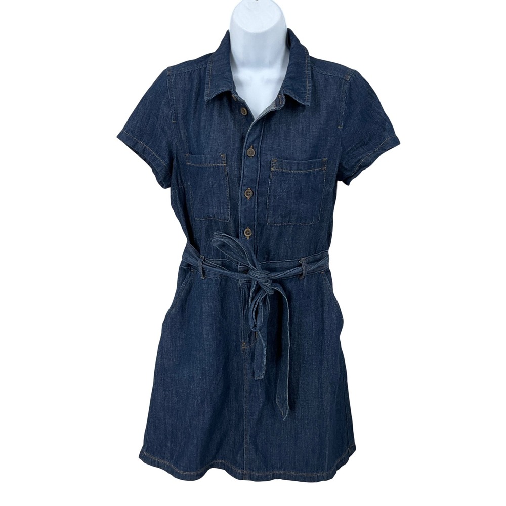 J.Crew Denim Shirt Dress Womens 6 Blue Classic Minimalist Preppy Boho Coastal